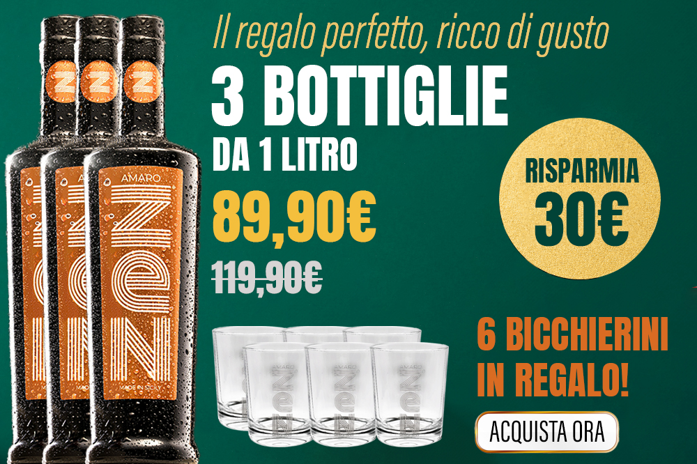 3 bottiglie classiche da 1 lt + set 6 bicchieri